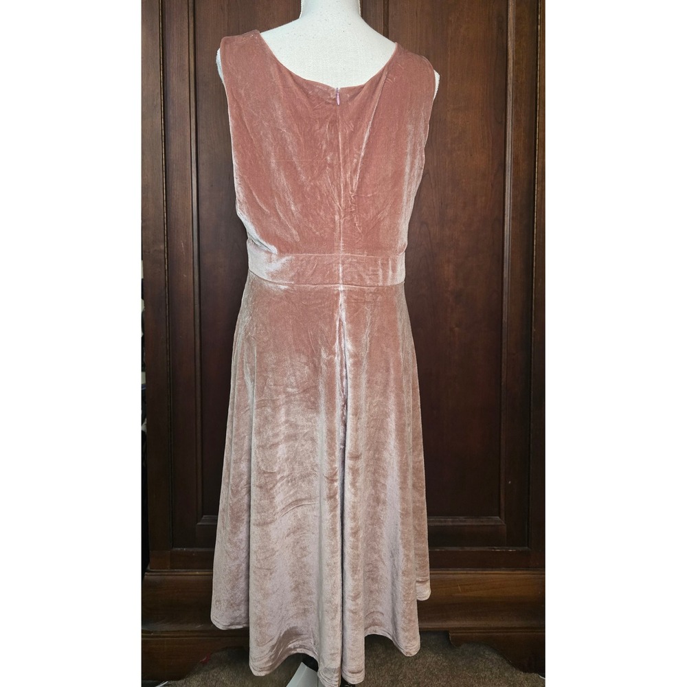 NWT Grace Karin Velvet Midi Dress XL Dusty Rose Wedding Guest Cocktail Dress - Picture 3 of 8